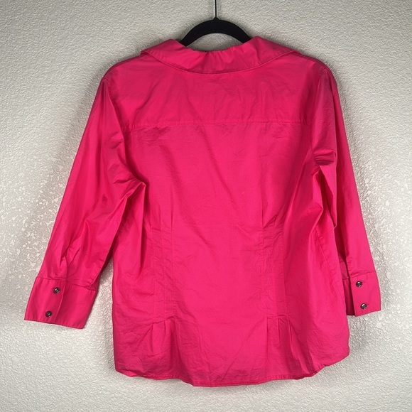 Attention Hot Pink Classic Modern Travel Long Sleeve Button Down Top Size Large - Picture 3 of 5